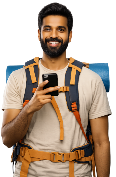 Traveler with backpack